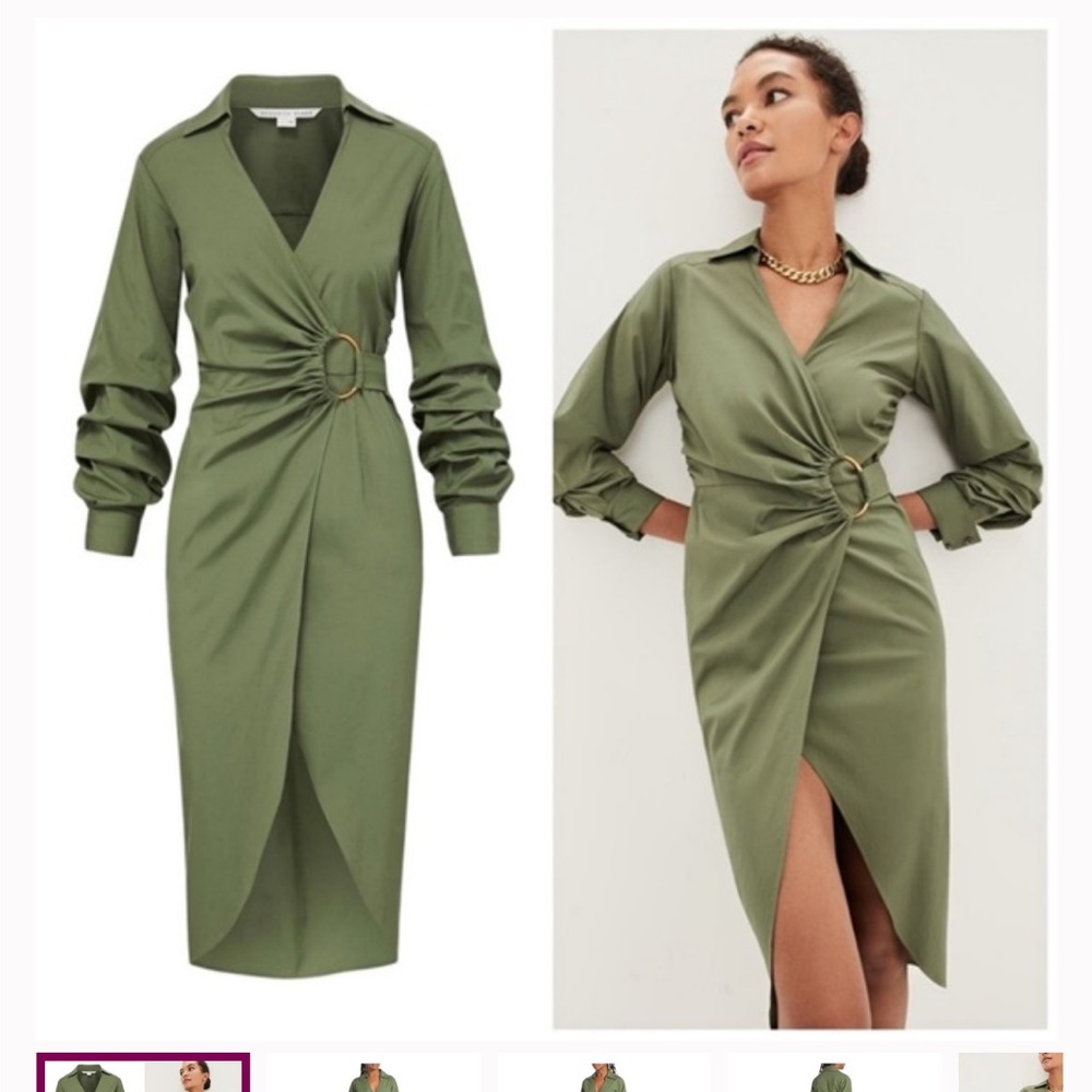 Veronica Beard Green Ruched Wrap Dress